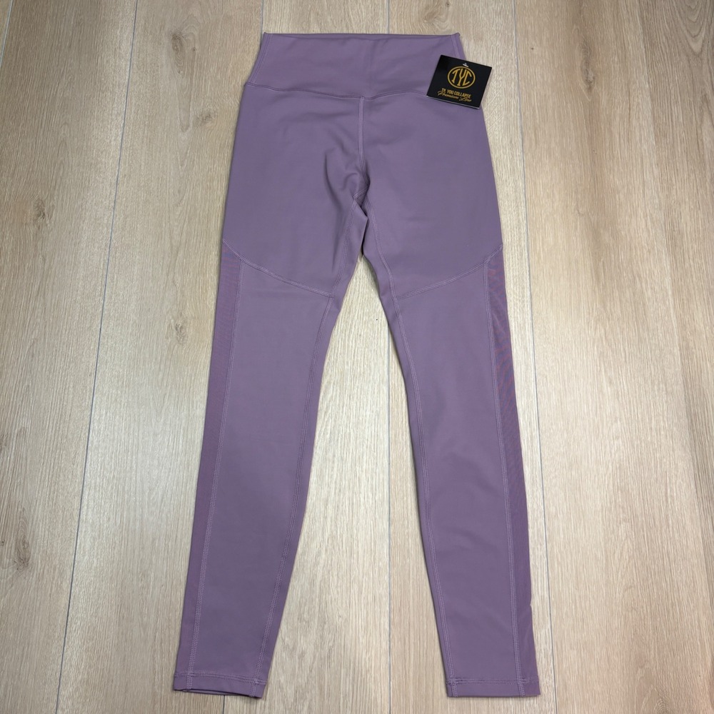Til You Collapse TYC Premium Line Mesh Panel Leggings Purple Mauve Small NWT